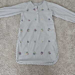 Striped Dress with Floral Embroidery